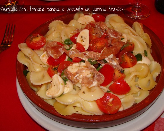Cantina Vico d'O Scugnizzo - Farfalle com Tomate Cereja e Presunto Parma Frescos