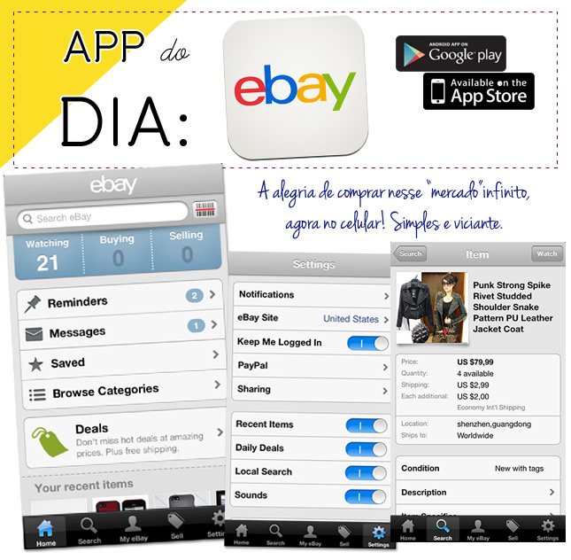 app do dia aplicativo dica blog de moda ebay celular