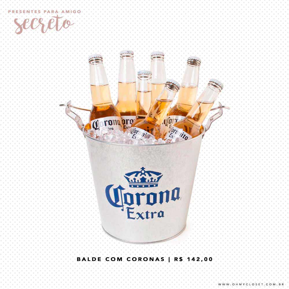 Balde de Cerveja Corona Extra com Coronas - Presentes Para Amigo Secreto