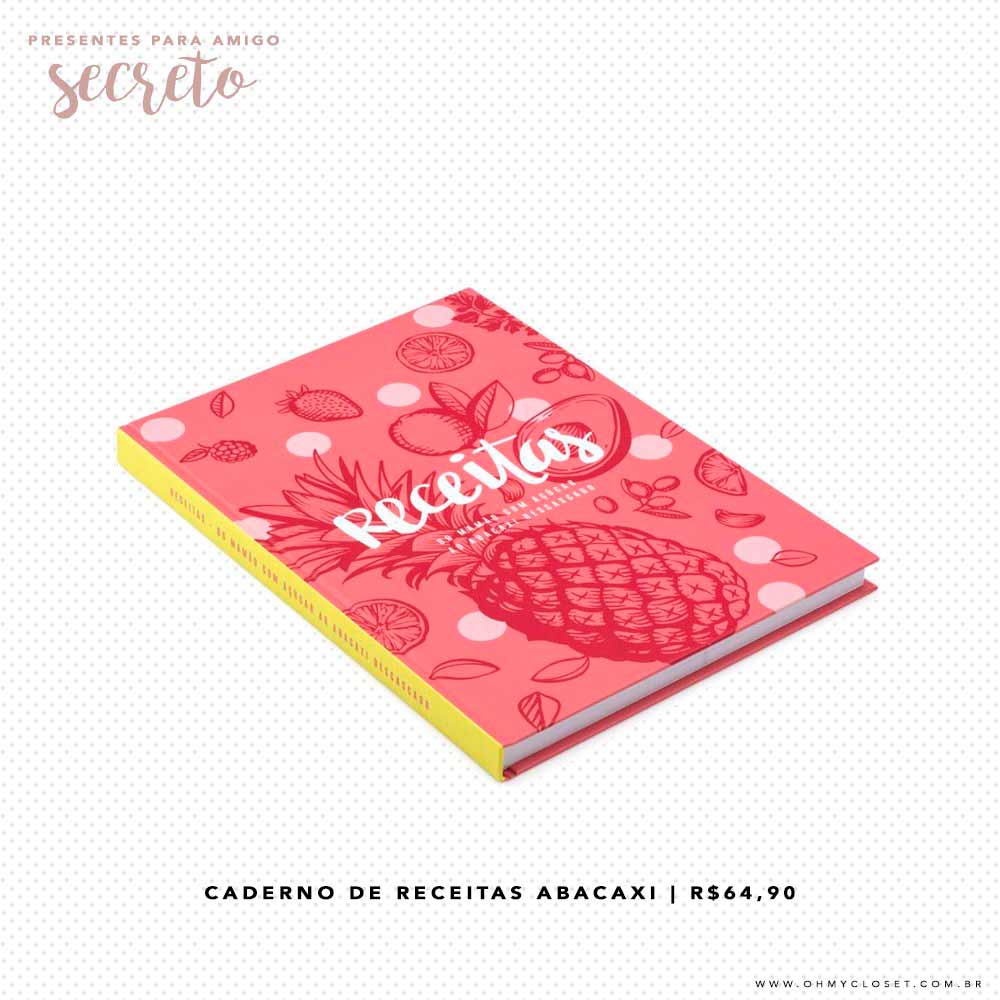 Caderno de Receitas Abacaxi - Presentes Para Amigo Secreto