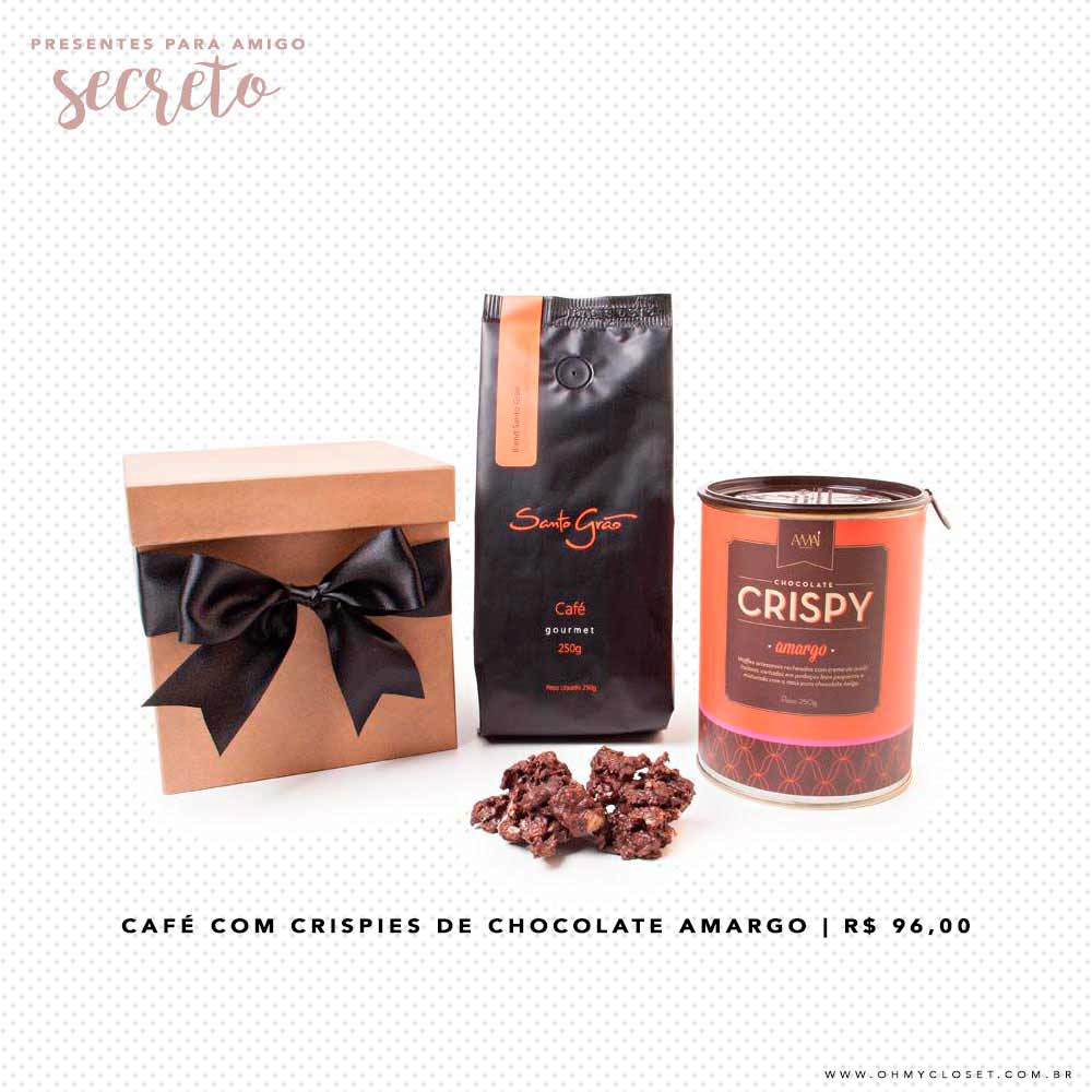 Cafe Com Brownie Crispies de Chocolate Amargo - Presentes Para Amigo Secreto