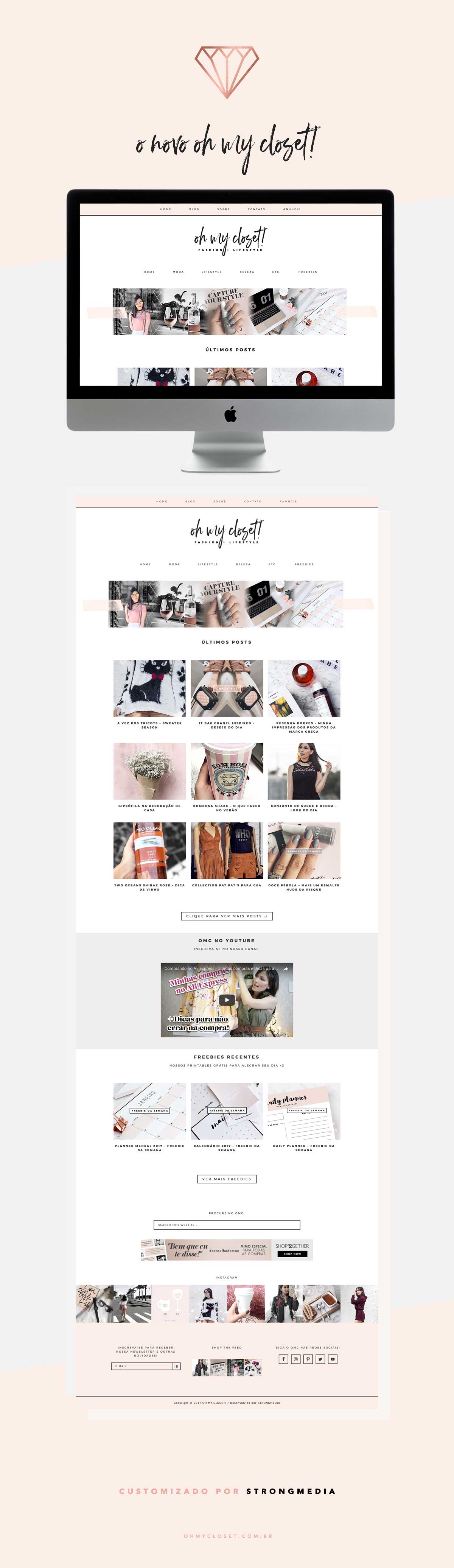 Novo template do blog de moda e lifestyle Oh My Closet, por StrongMedia.