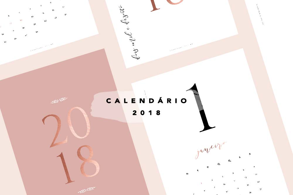Calendário 2018 clássico e minimalista para baixar e imprimir grátis.