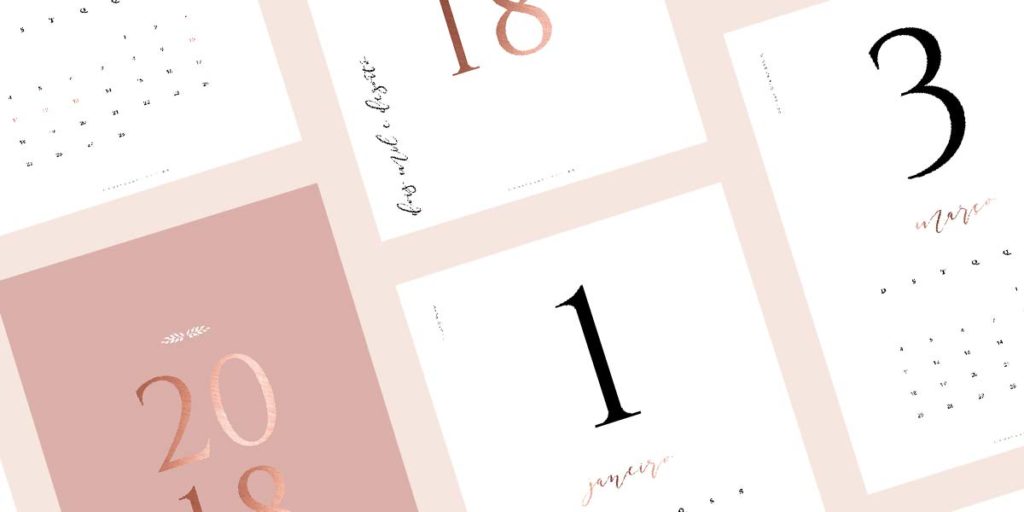 Calendário 2018 com Design Clássico para Baixar e Imprimir