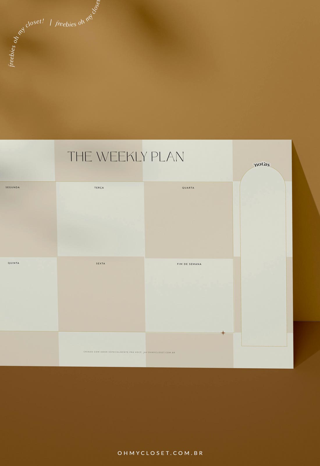 Outra versão do planner semanal em PDF para imprimir
