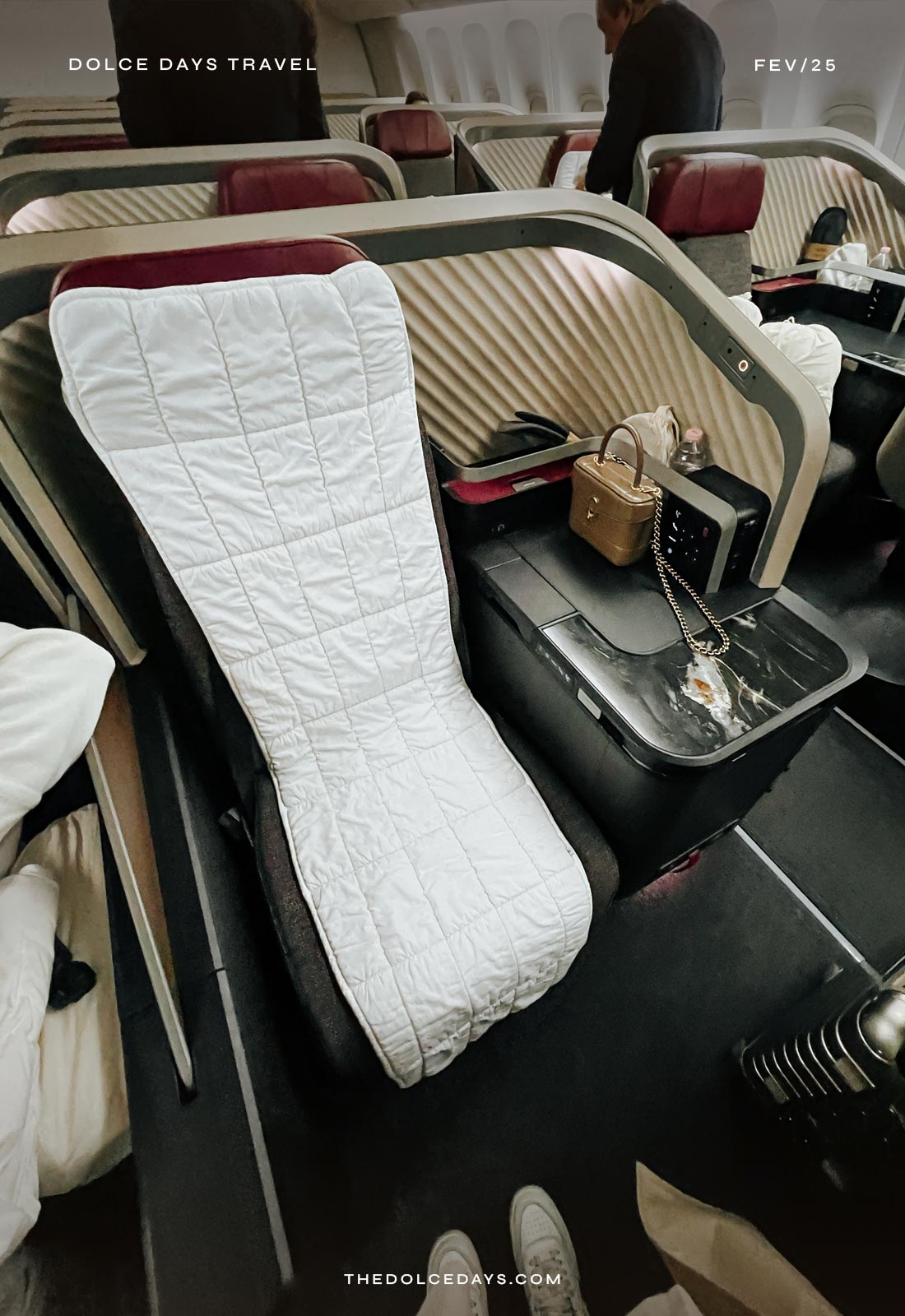 Espaço do assento na primeira fileira da LATAM Premium Business