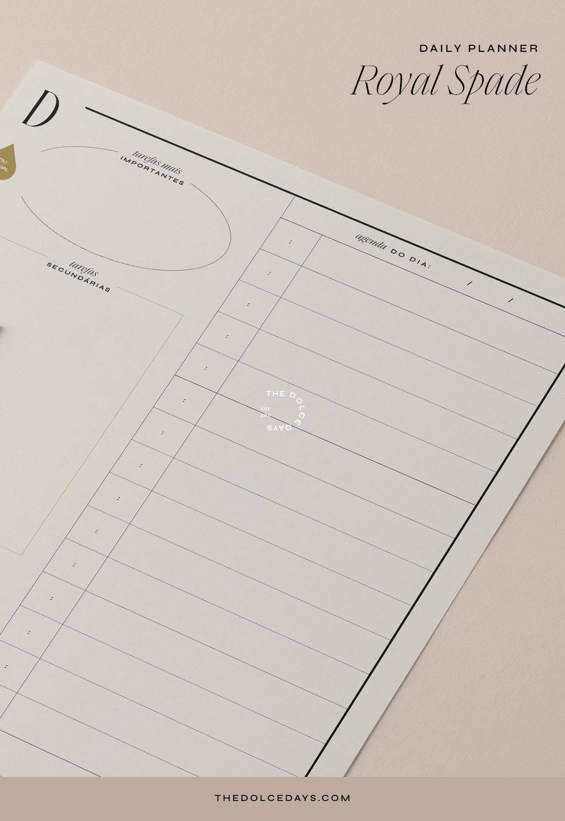 Planner diário com espaço para agenda