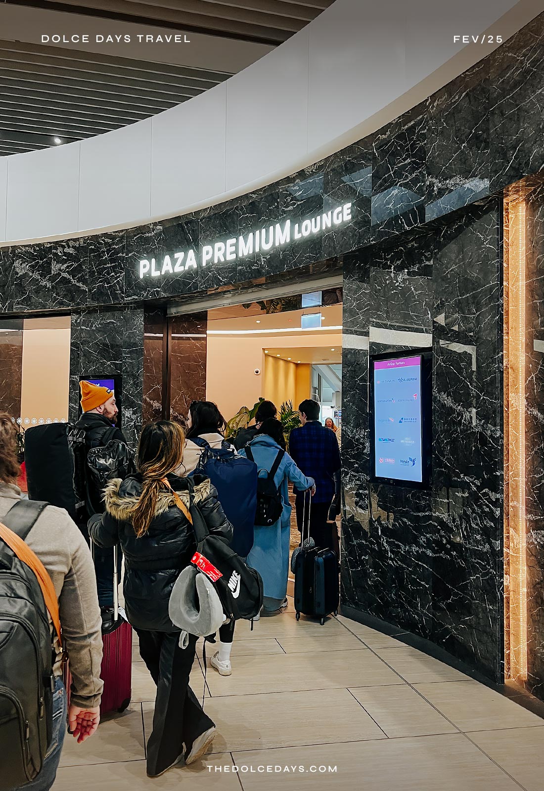 Entrada do Plaza Premium Lounge no aeroporto de Fiumicino