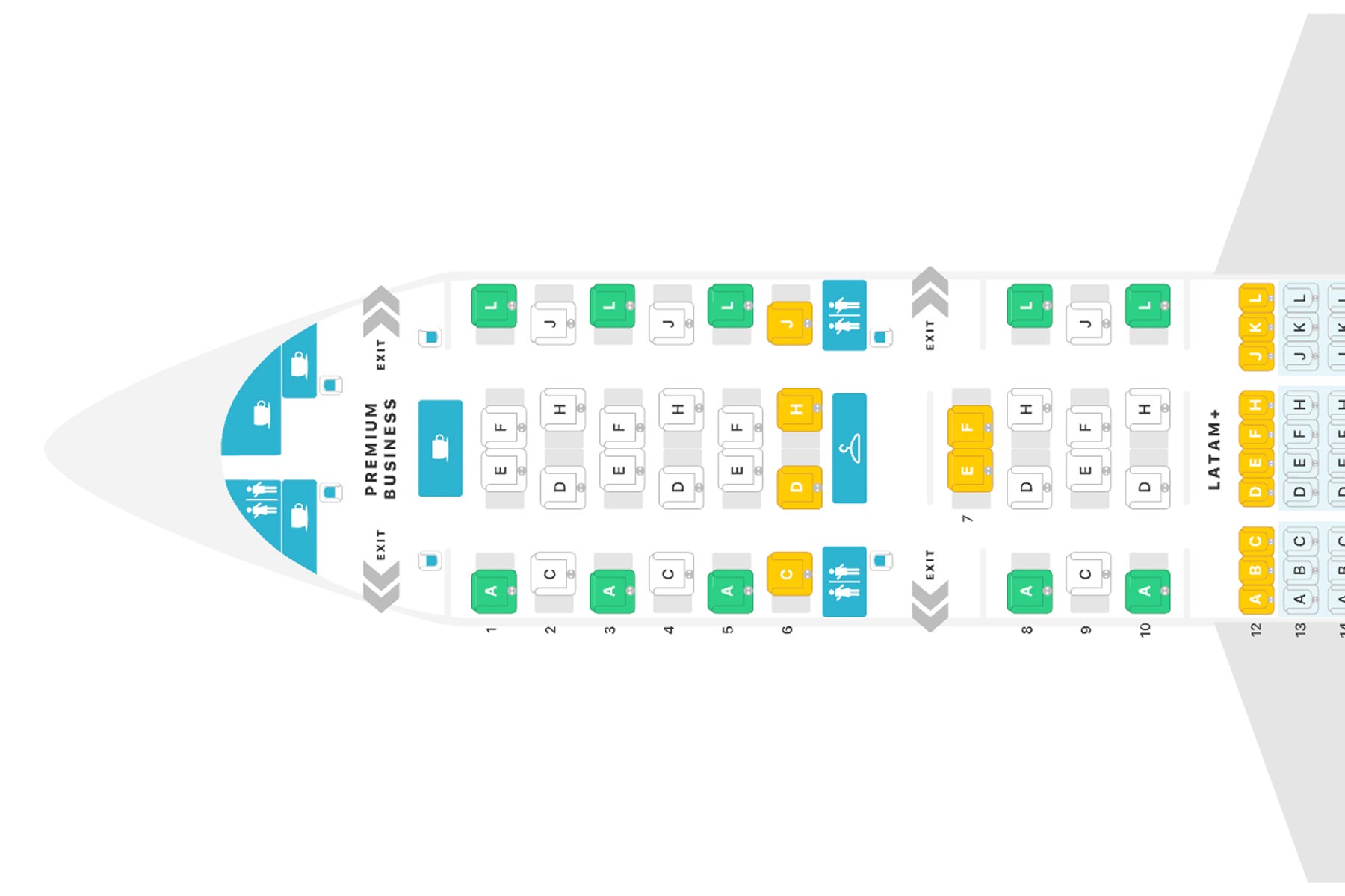 Mapa da assentos da LATAM Premium Business