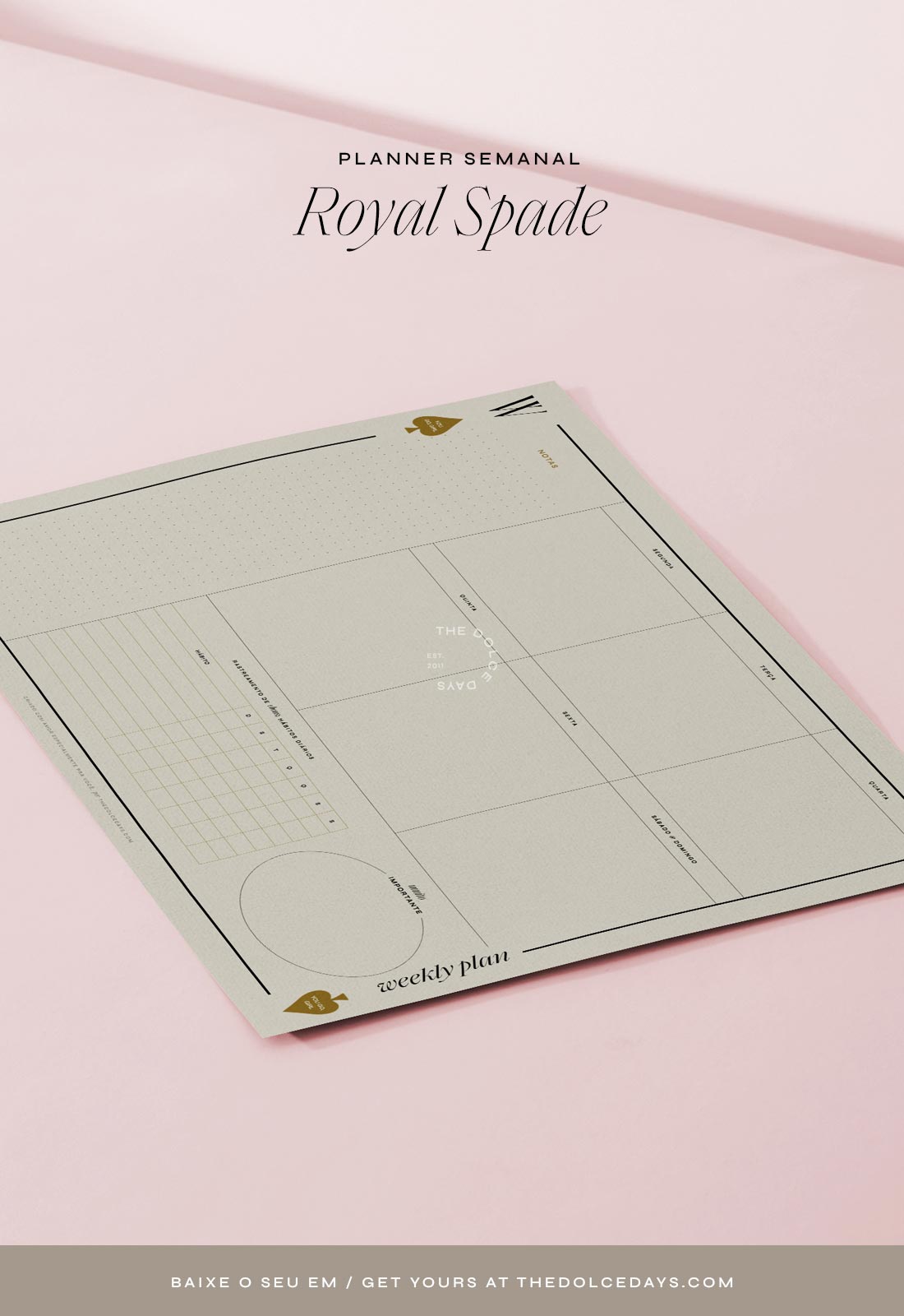 Planner Semanal com habit tracker grátis para imprimir