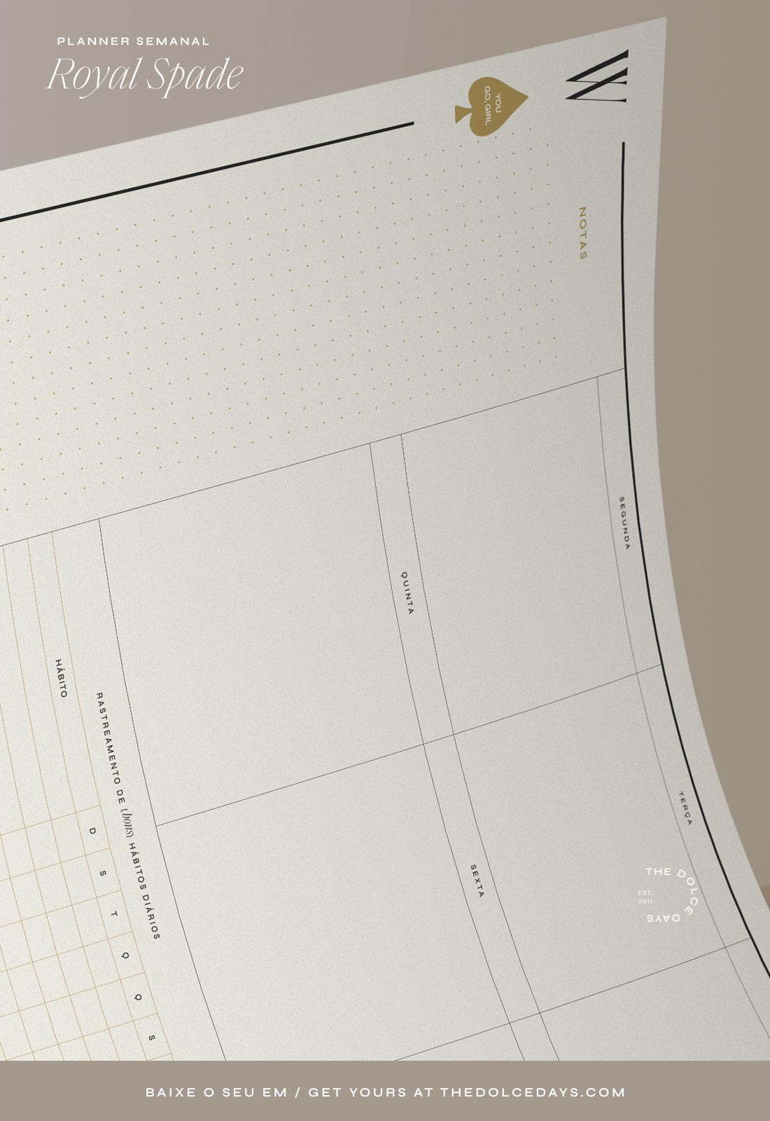 Planner Semanal horizontal e vertical do Dolce Days