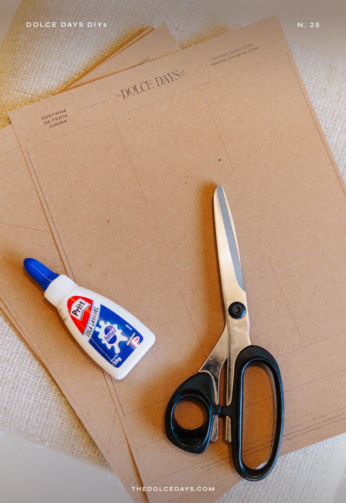 Materiais para fazer uma cestinha de festa junina