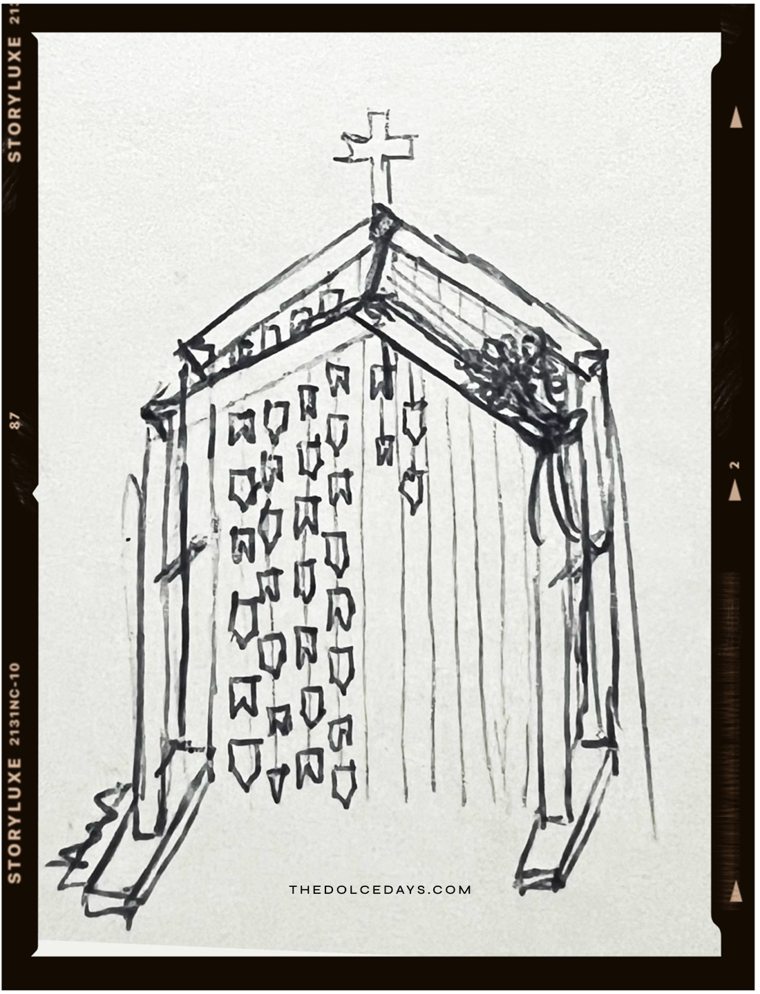 Projeto de estrutura de madeira para fundo de fotos de Festa Junina desenhado por Monica Almeida, de The Dolce Days