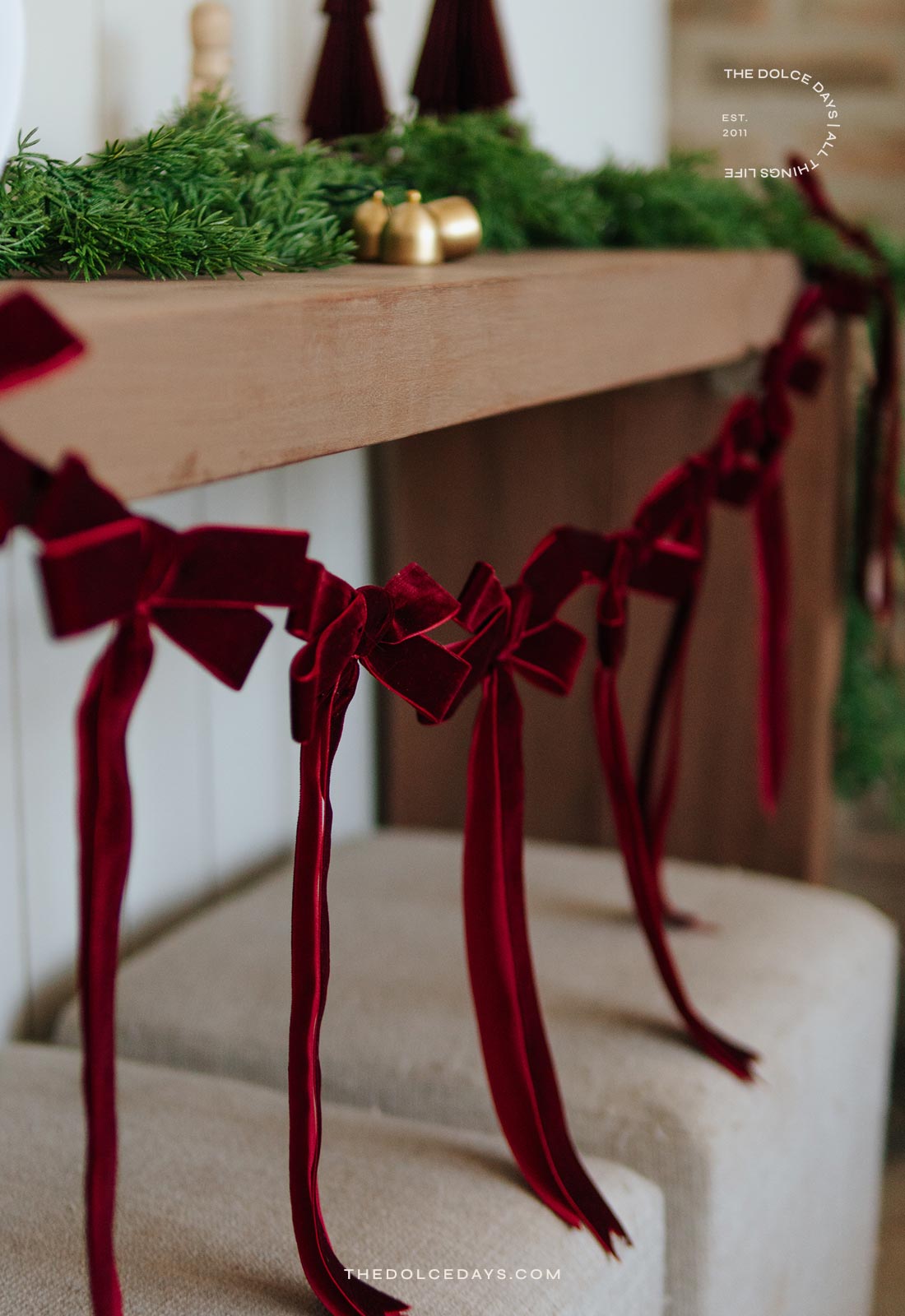 Festão de Laços de Veludo DIY Fácil Natal 2025