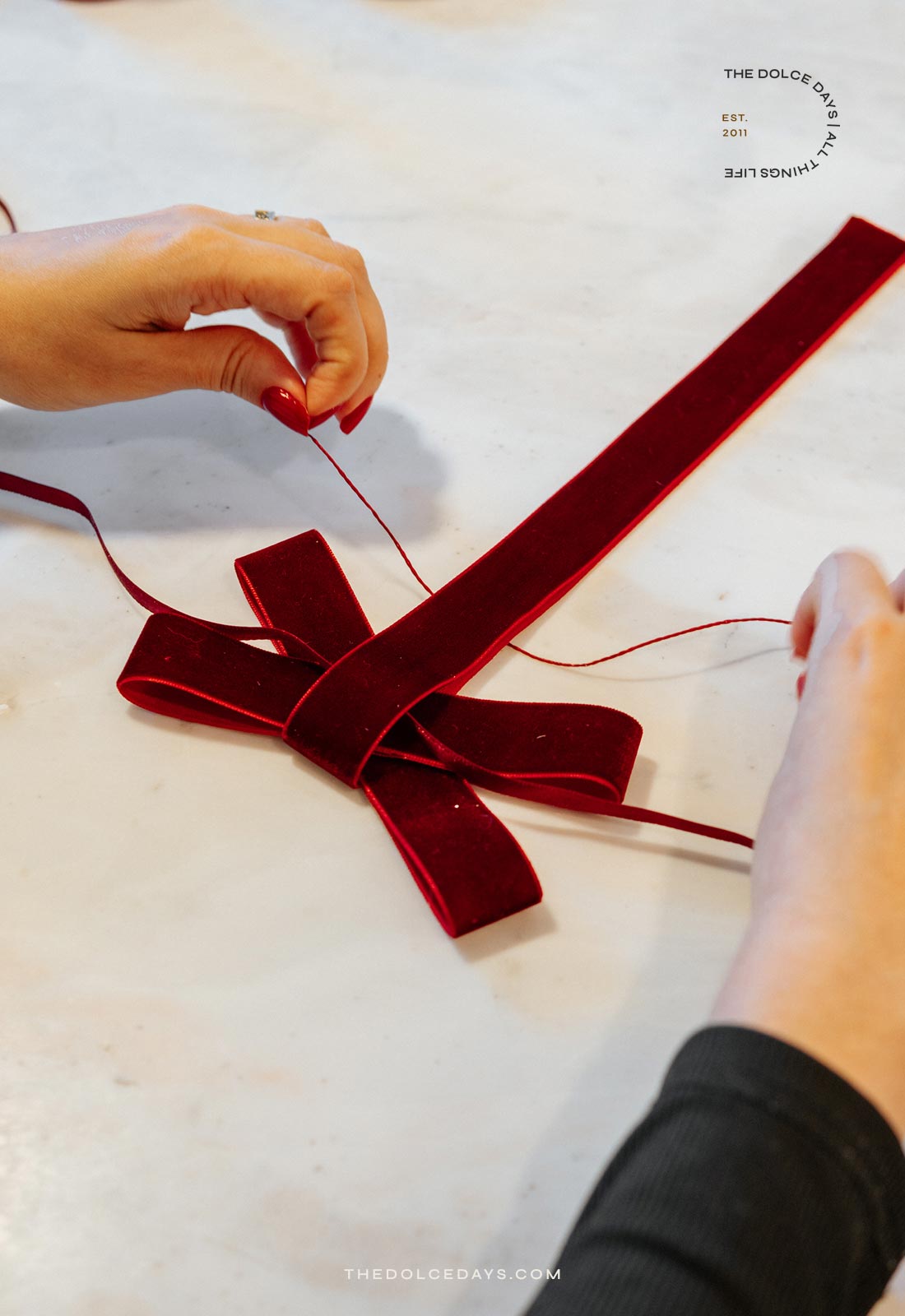 Festão de Laços de Veludo DIY Fácil Natal 2025