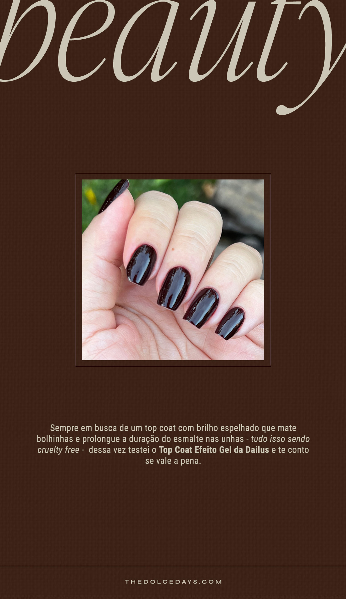 Avaliando top coat com efeito gel 